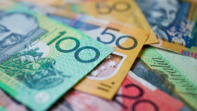 Australian money background showing $100, $50 and $20 notes with a shallow depth of field.