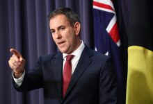 Australia's treasurer Jim Chalmers attends a press conference regarding interest rates in Canberra's federal parliament house on July 8, 2025. (Photo by DAVID GRAY / AFP)