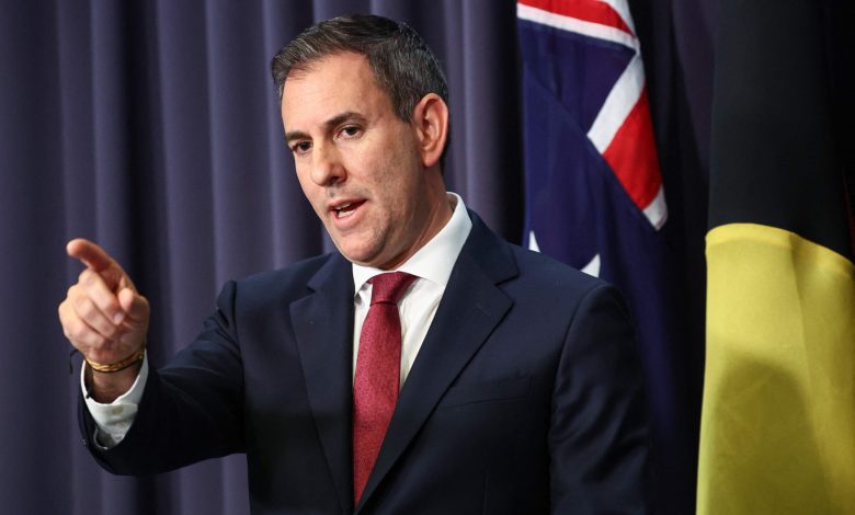Australia's treasurer Jim Chalmers attends a press conference regarding interest rates in Canberra's federal parliament house on July 8, 2025. (Photo by DAVID GRAY / AFP)