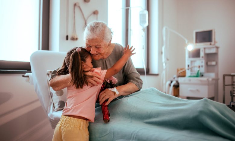 the granddaughter visits her grandmother in the hospital