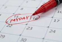 Calendar with red marked payday