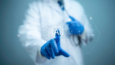 Health care and medical AI technology services concept.Medical worker touch virtual medical revolution and advance of technology Artificial Intelligence and technology for future Health