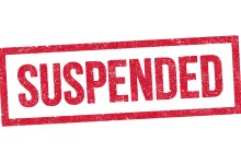 Vector illustration of the word Suspended in red ink stamp