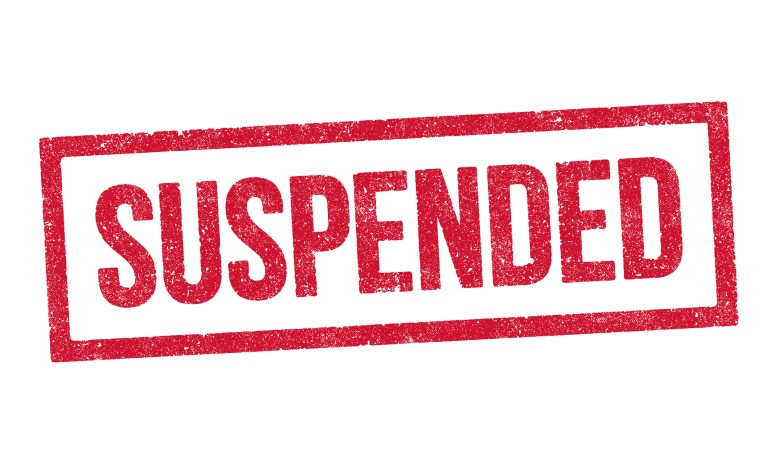 Vector illustration of the word Suspended in red ink stamp