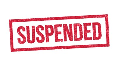 Vector illustration of the word Suspended in red ink stamp
