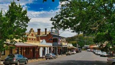 Maldon, Australia, 1-26-2011. The Main Street of the old gold mining town of Maldon, Central Victoria, Australia