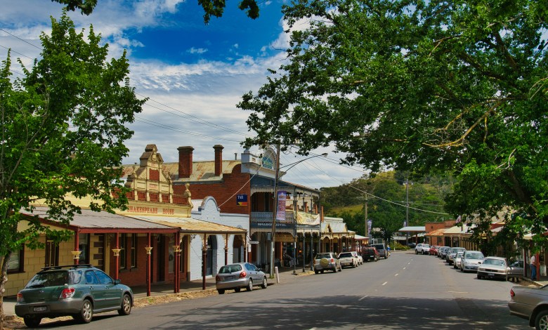 Maldon, Australia, 1-26-2011. The Main Street of the old gold mining town of Maldon, Central Victoria, Australia